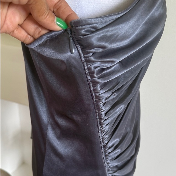 Hailey Logan by Adrianna Papell Elegant One-Shoulder Gray Dress - Picture 7 of 8